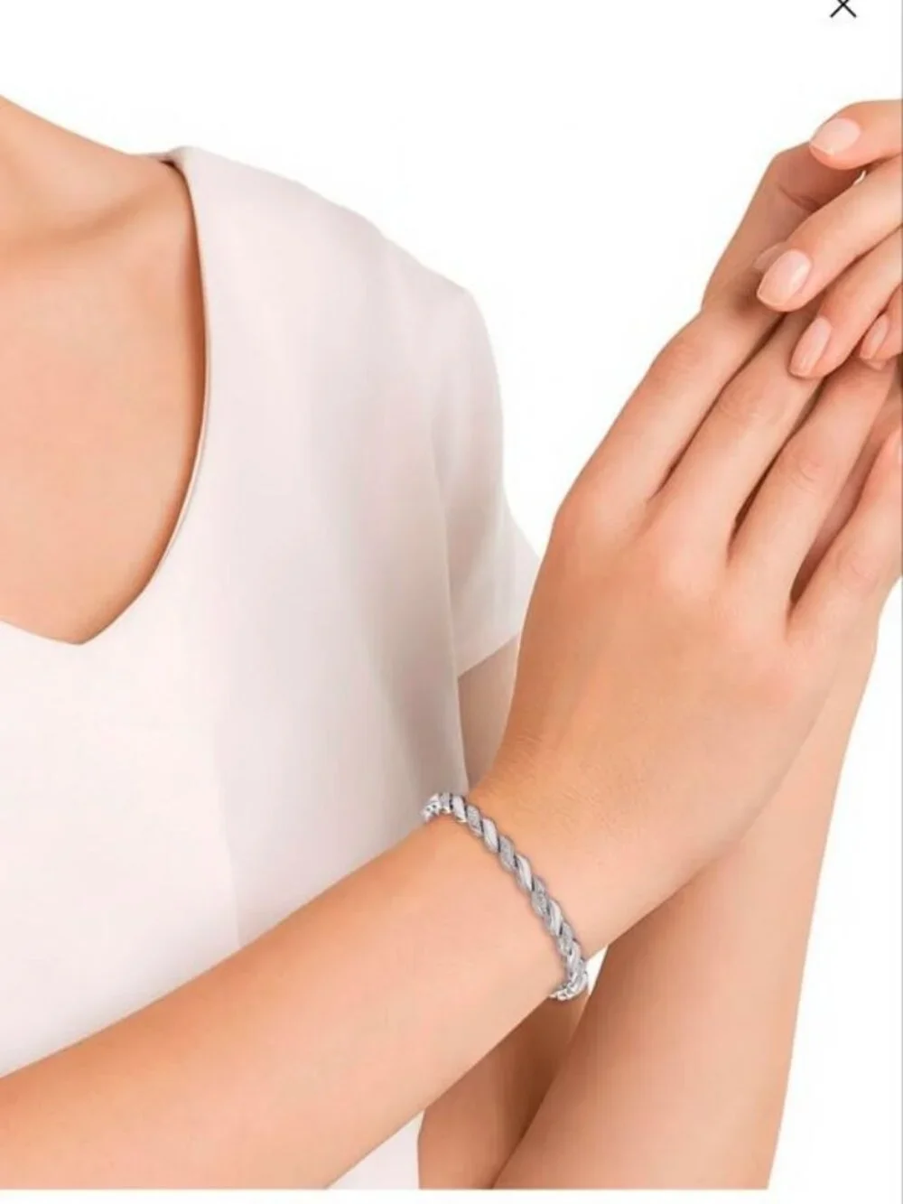 Diamond Accent San Marco Link Bracelet in 18k Gold-Plate & Silver-Plate